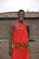 happy maasai warrior in traditional costume