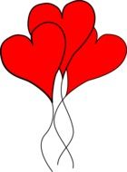 red hearts like balloons