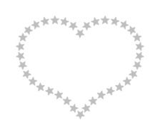 Heart made of the grey stars on white background