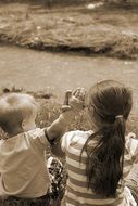 Old photo of the brother and sister