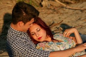 pair of lovers on the beach