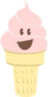 smiling pink ice cream as an illustration