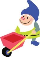 drawn gnome with a wheelbarrow