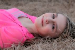 the girl in the pink shirt portrait