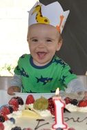 boy and birthday cake