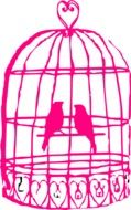 couple of birds in a cage pink drawing