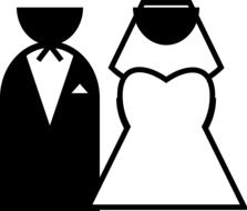 drawn silhouettes of a bride and groom