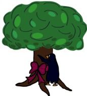 Penguin under a tree