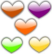 painted five multi-colored hearts