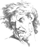 graphic image of an evil bearded face