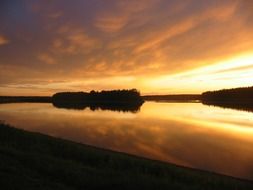 evening golden landscape over the ocean