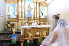 church wedding, bride and pastor