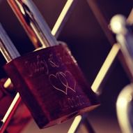 padlock of lovers with engraving