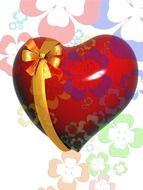 red heart on a floral background