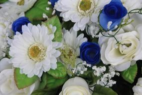 wedding bouquet with blue flowers close-up