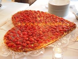 Strawberry cake in the shape of heart