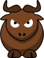 cartoon angry gnu anthelope, illustration