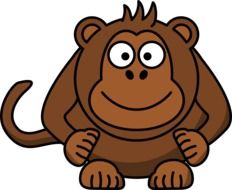 drawing of a brown monkey with a round head