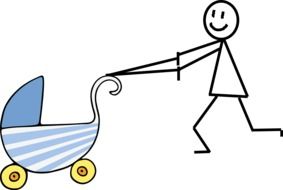 schematic illustration of a mother with a stroller