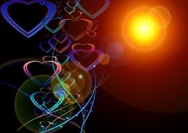 multicolored hearts near the light