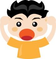 Angry boy dressed in the orange t-shirt clipart