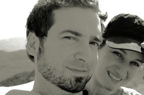 black and white portrait of man and woman