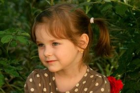 portrait of a girl in dotted tshirt