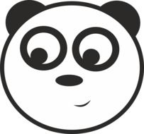 graphic image of a smiling blue and white panda