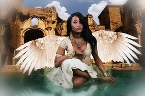 beautiful black girl dressed as an angel