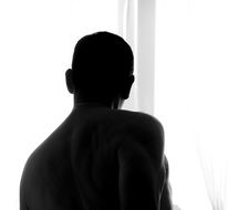 man silhouette on white ground