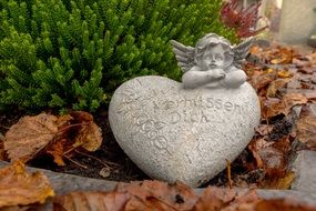 heart and angel a stone figure