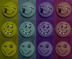 smileys on a colorful background