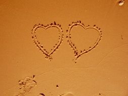 heart shapes on the beach