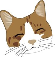 cute smiling cat face with closed eyes, illustration