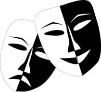 drawn two black and white masks