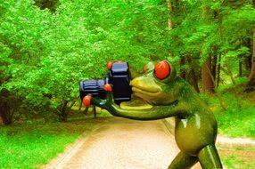 toy frog with a camera