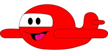 red happy smiley airplane drawing