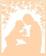 silhouette child and mother drawing