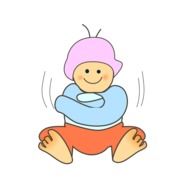 smiling baby at winter clothing, illustration