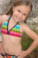 girl in a colorful bathing suit