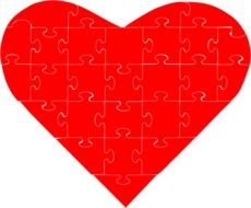 puzzle in the shape of red love valentine heart