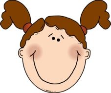 caricature of a happy girl with brown hair