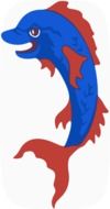 Picture of red and blue dolphin