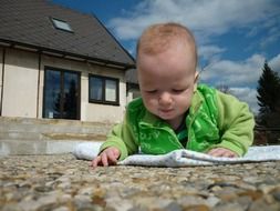 baby on the stone path