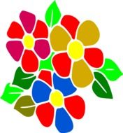 painted colorful flowers on a white background