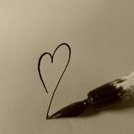 closeup picture of the heart drawn by a pen