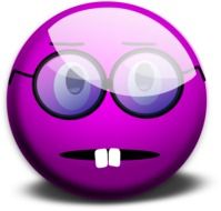 violet emoticon smiley in glasses