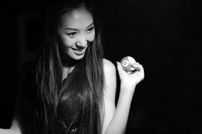 girl with billiard ball