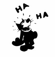 black and white drawing of a laughing dog