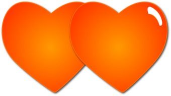 graphic image of two orange hearts at white background